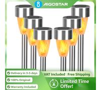 Aigostar Lámpara Solar de Llama Realista | Efecto Fuego Encendido, IP44 Impermeable | para Jardín, Césped, Camino