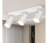 Aigostar Lampara Techo Focos Blanco Orientable, Moderno Plafón de Techo con 3 Focos Gu10, Aplique Techo para Interior Ajustables y Giratorios, Foco de techo Para Pasillos Comedores, Sin Bombilla