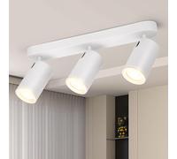 Aigostar Lampara Techo Focos Blanco Orientable, Moderno Plafón de Techo con 3 Focos Gu10, Aplique Techo para Interior Ajustables y Giratorios, Foco de techo Para Pasillos Comedores, Sin Bombilla