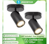 Aigostar Lámpara Techo Focos Negra GU10 Ajustable | Pack 2, Orientable para Interior (Sin Bombillas)