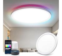 Aigostar Lampara Techo Inteligente,22W 1900 LM 2700K-6500K, Plafon LED Techo RGB WIFI Compatible con Alexa y Google Home, Lamparas de Techo Regulable para Salón/Dormitorio/Cocina/Comedor, Φ30 CM