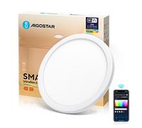 Aigostar Lampara Techo Inteligente，22W 1900 LM 2700K-6500K， Plafon LED Techo RGB WIFI Compatible con Alexa y Google Home， Lamparas de Techo Regulable para Salón/Dormitorio/Cocina/Comedor， Φ30 CM