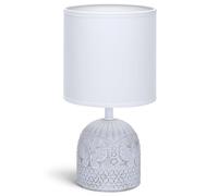 Aigostar - Lámparas de Mesita de Noche, Lámpara Mesa de Cerámica E14, Pantalla de Tela Color Blanco, Lamparas de Mesita de Noche Vintage para Dormitorio, Salón, Habitación, L13 x H26cm