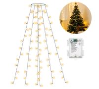 Aigostar Luces Arbol Navidad con Pilas, 108 LED 1.8m Arbol Navideño Luces con IP44 Impermeable 8 Modos, Blanco Cálido, Guirnaldas de Navidad para Fiesta y Jardín (No incluye pilas)