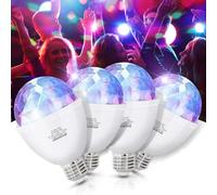 Aigostar Luces Discoteca LED, Bombilla LED E27 Giratoria 360º, Cambio de Color RGB, Luz Estroboscópica 3W， Lámpara Decorada para Fiesta, Bar, Boda, Navidad, Coche, Festival, Cumpleaños, Pack De 4