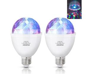 Aigostar Luces Discoteca LED, Bombilla LED E27 Giratoria 360º, Cambio de Color RGB, Luz Estroboscópica 3W, Lámpara Decorada para Fiesta, Bar, Boda, Navidad, Coche, Festival, Cumpleaños, Pack De 2