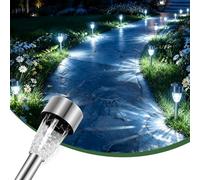 Aigostar Luces Solares Jardín 12 Pcs: 6500K Fría Blanca Luz Solar Jardin - IP44 Impermeable para Jardín/Césped/Pasillo/Patio