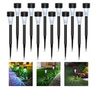 Aigostar Luces Solares Jardín 12 Pcs Lamparas Solares Jardín/Paisaje 6500K IP44 Impermeable, Luz Solar de Césped Para Pasillo, Césped, Patio Black c