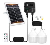 Aigostar- Luz LED Solar Exterior 70W， con Mando a Distancia y Caja de Almacenamiento de Energía， Cable de 11M， IP65 Impermeable， Lámpara Solar Exterior para Interior， Jardín， Cochera， Camping， Pesca