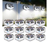 Aigostar Luz Solar Exterior,12 Paquete,3 Modos,270° Súper Brillante,Focos Led Exterior Solares con Sensor de Movimiento, IP65 Impermeable luces Solares para Jardín,Patio,Garaje,6500K