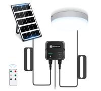 Aigostar Luz Solar Exterior con Sensor 35W Plafón LED Techo Solar Interior con Caja de Almacenamiento de Energía, Mando a Distancia, IP65 Impermeable, Cable de 8m, Ajustable 6500K