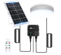 Aigostar Luz Solar Interior Exterior 35W Plafón LED Techo Solar con Caja de Almacenamiento de Energía, Mando a Distancia, IP65 Impermeable, Cable de 8m, Ajustable 6500K