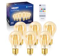 Aigostar Mesh - Bombilla Inteligente Bluetooth Mesh A60, LED 6W E27 806LM, Regulable Cálida a Fría 2700K-6500K, Bombilla Vintage Filamento Compatible con Alexa/Google Home, 6 Uds (Con Control Remoto)