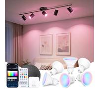 Aigostar Mesh- Bombilla inteligente Bluetooth Mesh, GU10. 2700K-6500K regulable, 6.5W, 555 LM. Bombilla LED inteligente compatible con Alexa y Google Home. Incluye mando a distancia y Gateway. 6Uds