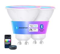 Aigostar Mesh- Bombilla inteligente Bluetooth Mesh, GU10. 2700K-6500K y RGB regulable, 6.5W, 555 lumens. Bombilla LED inteligente compatible con Alexa y Google Home. 2Uds