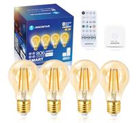 Aigostar Mesh Bombilla LED Inteligente Bluetooth Mesh A60, 6W Bombilla E27, Regulable Cálida a Fría 2700K-6500K, Bombillas Vintage Filamento Compatible con Alexa, 4 Uds(Con Control Remoto y Gateway)
