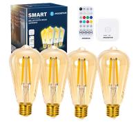 Aigostar Mesh - Bombilla LED Inteligente Bluetooth Mesh ST64, 6W Bombilla E27, Regulable Cálida a Fría 2700K-6500K, Bombillas Vintage Filamento Compatible con Alexa, 4 Uds