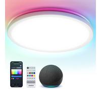 Aigostar Mesh - Lampara Techo Inteligente Delgada Bluetooth Mesh, Ø400mm, 36W, Lampara Techo Alexa, 3500LM, 3000K-6500K y RGB regulable, Plafon LED Techo para Dormitorio, Salon, Cocina