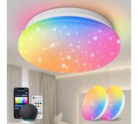 Aigostar Mesh- Plafon LED Techo Bluetooth Mesh, 12W, 1325LM, 3000K-6500K y RGB regulable, IP44, Φ26CM, Plafón LED Inteligente Compatible con Alexa, Lampara Techo Alexa para Salon/Dormitorio, 2Uds