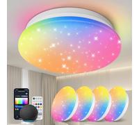 Aigostar Mesh- Plafon LED Techo Bluetooth Mesh, 12W, 1325LM, 3000K-6500K y RGB regulable, IP44, Φ26CM, Plafón LED Inteligente Compatible con Alexa, Lampara Techo Alexa para Salon/Dormitorio, 4Uds