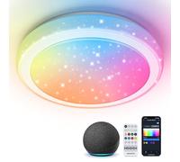 Aigostar Mesh- Plafon LED Techo Bluetooth Mesh, 36W, 3960LM, 3000K-6500K y RGB regulable, IP44, Φ50CM, Plafón LED Inteligente Compatible con Alexa, Lampara Techo Alexa para Salon/Dormitorio/Baño