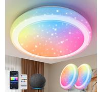 Aigostar Mesh- Plafon LED Techo Bluetooth Mesh, 36W, 3960LM, 3000K-6500K y RGB regulable, IP44, Φ50CM, Plafón LED Inteligente Compatible con Alexa, Lampara Techo Alexa para Salon/Dormitorio, 2Uds