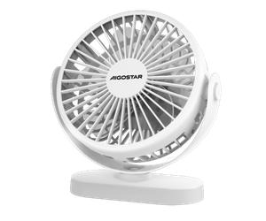 Aigostar Notus - Ventilador de Mesa Portátil, 6 pulgadas, 5 Aspas, 3 Velocidades, 1500mAh, Blanco