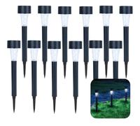 Aigostar Pack de 12 Luces Solares para Césped | Luz Blanca Fría 6500K, IP44 Impermeable | para Terraza, Patio, Pasillo