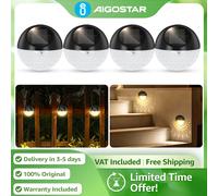 Aigostar Pack de 4 Apliques Solares de Pared | Luz Cálida 2700K, IP44 Impermeable | para Jardín, Valla, Porche, Patio