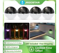 Aigostar Pack de 4 Apliques Solares RGB | Cambio de Color Automático, IP44 Impermeable | para Pared de Jardín, Valla, Patio