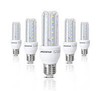 Aigostar - Pack de 5 Bombillas LED T3 2U 3U 4U, E27 casquillo gordo, Ángulo 360°, 730lúmenes, no regulable 3U 9W 6500K
