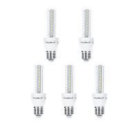 Aigostar - Pack de 5 Bombillas LED T3 2U de 8 watios, casquillo gordo (E27), 640 lumen y luz fria (6400K