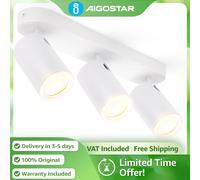 Aigostar Plafón Blanco 3 Focos GU10 Giratorios | Orientable para Techo (Sin Bombillas) Pasillo, Comedor