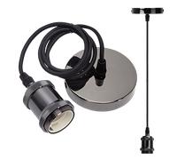 Aigostar Portalámpara de Metal Para Colgar Lámparas,Vintage Retro Lámpara Colgante Portalámpara de E27 con Cable,Péndulo de 100 cm,Ideal para iluminación de Techo,Negro