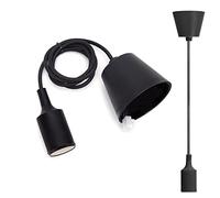 Aigostar Portalámparas Colgante de Plástico E27,100cm Cable con Soporte de Techo,Accesorios de La Lámpara DIY,Negro