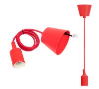 Aigostar Portalámparas Colgante de Plástico E27,100cm Cable con Soporte de Techo,Accesorios de La Lámpara DIY,Rojo
