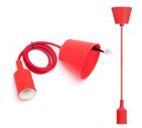 Aigostar Portalámparas Colgante de Plástico E27,100cm Cable con Soporte de Techo,Accesorios de La Lámpara DIY Red