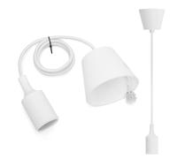 Aigostar Portalámparas Colgante de Plástico E27,100cm Cable con Soporte de Techo,Accesorios de La Lámpara DIY White