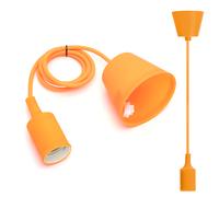 Aigostar Portalámparas Colgante de Plástico E27,100cm Cable con Soporte de Techo,Accesorios de La Lámpara DIY Orange