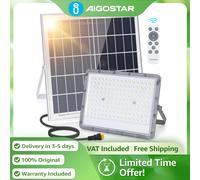 Aigostar Proyector Solar 20000mAh Batería Enorme | IP65 Impermeable con Mando | Luz 6500K para Jardín, Exterior