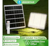 Aigostar Proyector Solar 20000mAh Gran Batería | 3 Colores Regulables (3000K/4000K/6500K), IP65 | Cable 5m para Jardín, Patio