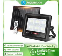 Aigostar Proyector Solar 50W con Mando | Indicador de Batería IP65 | Luz Fría 6500K para Jardín y Garaje