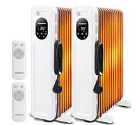 Aigostar Radiador de Aceite de 13 Elementos 2500W, Pantalla de Control LED | Temporizador de 24h, Mando a Distancia, 3 Modos con Función Eco, Silencioso, Recomendado para Estancias de 25 ㎡ | 2 Unidades