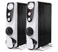 Aigostar Radiador Eléctrico de Aceite 2300W con Calefactor turbo 400W | 11 Elementos, 3 Potencias, Termostato Regulable, Calentamiento Rápido, Sistema de Seguridad, Cobertura Hasta 25m²| 2 Unidades