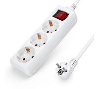 Aigostar Regleta 3 Enchufes 1,5 m con Interruptor, 3680W/16A, Protección Infantil, Blanco - Regleta Alargador para Casa, Oficina, Estudio