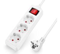 Aigostar Regleta alargador de 2/3/4/5 enchufes con cable de 1,5 metros e interruptor. Color Blanco