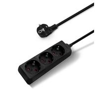 Aigostar Regleta Alargador de 2/3 Enchufes con Cable de 1.5/3 Metros, Color Negro