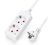 Aigostar Regleta alargador de 2 enchufes con Cable de 1，5 Metros，Color Blanco