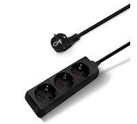 Aigostar Regleta Alargador de 3 Enchufes con Cable de 3 Metros， Color Negro