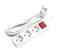 Aigostar Regleta alargador de 3 enchufes con cable de 5 metros e interruptor. Color Blanco